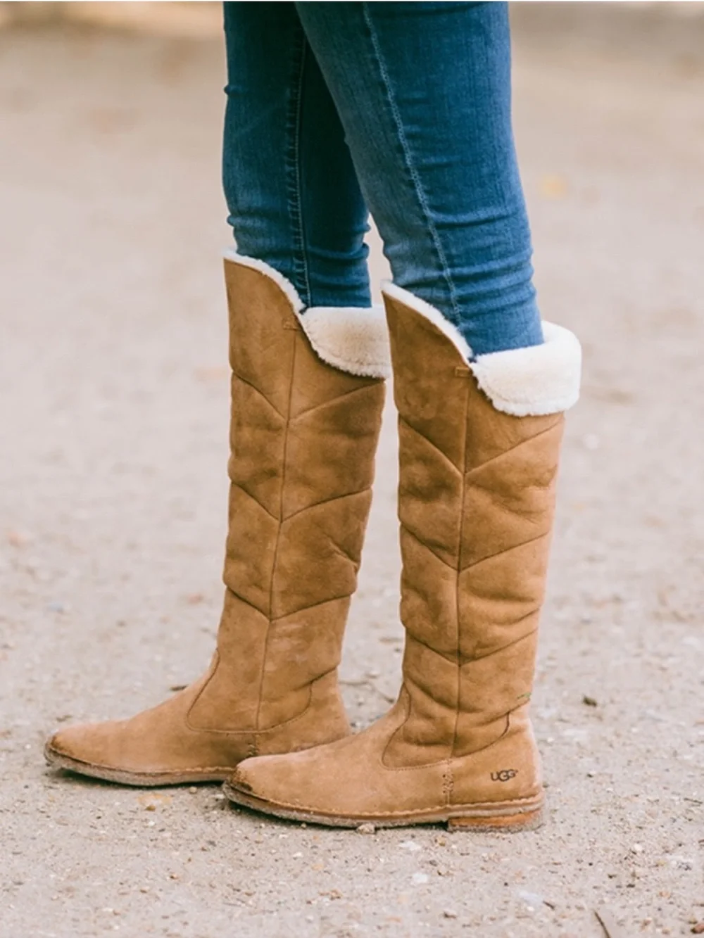 Ugg Samantha Women’s Tall Suede Shearling-Lined Winter Boots - Tan Size US 8.5M